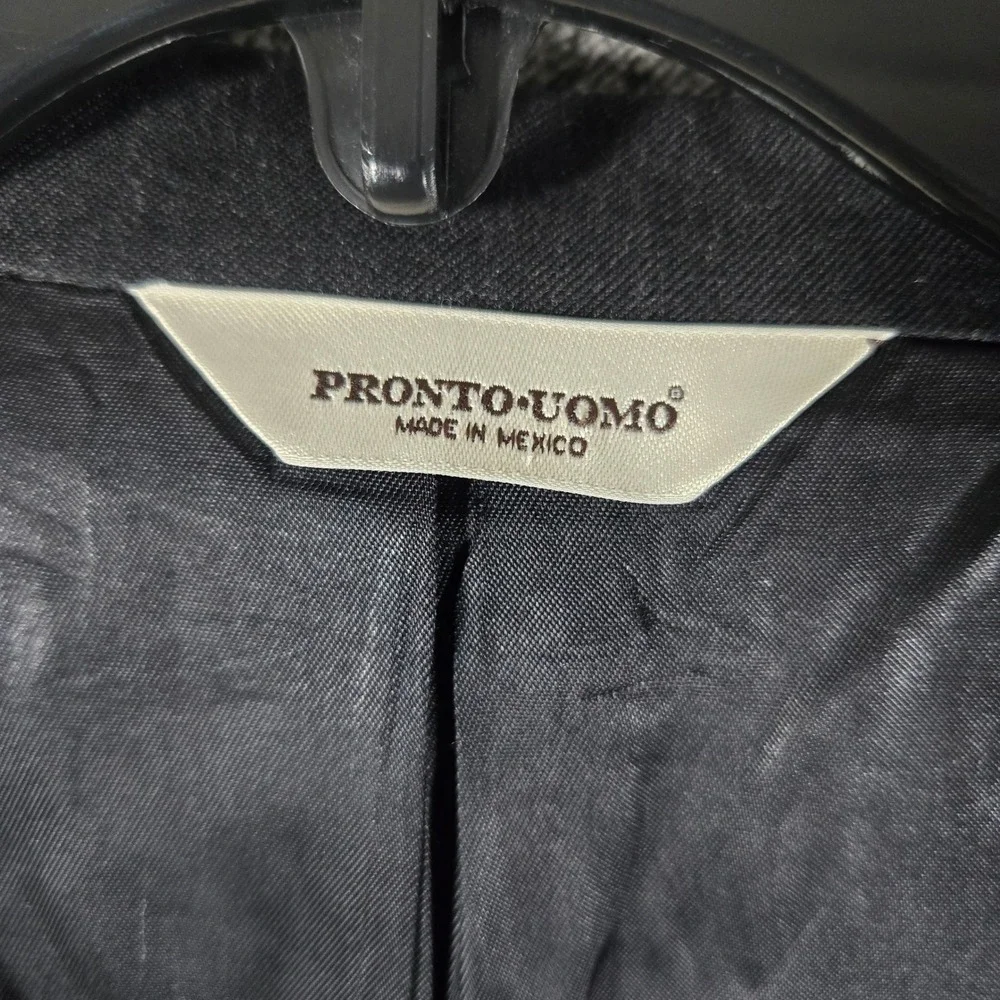 Pronto Uomo Mens 54 Regular Wool Blazer Black Two Button Suit Jacket